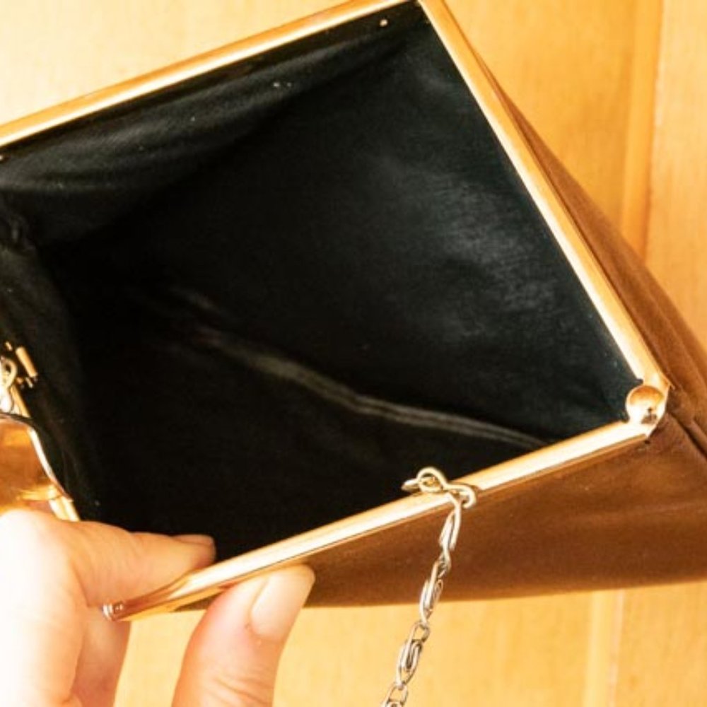 VIN Etra Handmade Tobacco Brown Diamond Opening Evening Clutch 9.5x6.75" - Picture 5 of 9